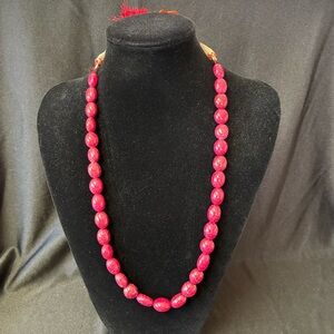 Ruby Natural Quartz Stone Necklace With Adjustable Tassel